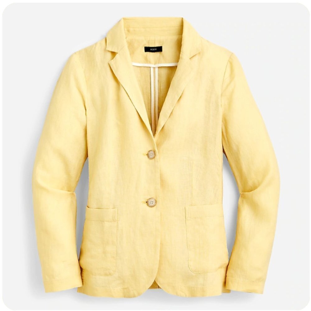 J.Crew Women’s Unstructured long Parke blazer in linen - Size 14